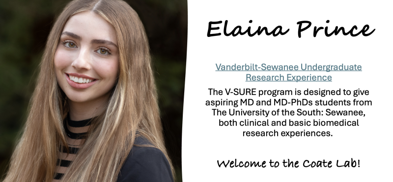 Meet Elaina! We’re very excited to welcome her as our newest lab member for the summer!