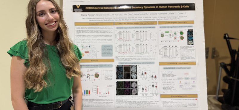 Elaina prepared an outstanding poster of her work and delivered a top-notch presentation at the Vanderbilt Summer Science Academy poster session. Congratulations, Elaina, on a job well done!!!