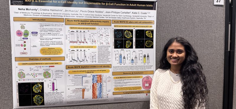 Neha Mohanty was awarded the speaker’s choice award for her poster presentation at Vanderbilt’s Diabetes Day 2025! Congratulations, Neha!