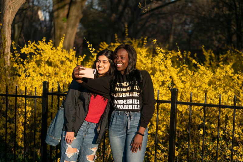 Students taking selfie