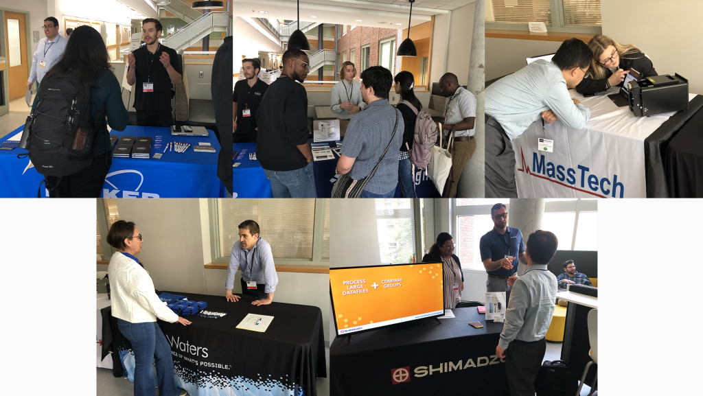 Collage of AIMS 2025 vendors talking with attendees at their booths.