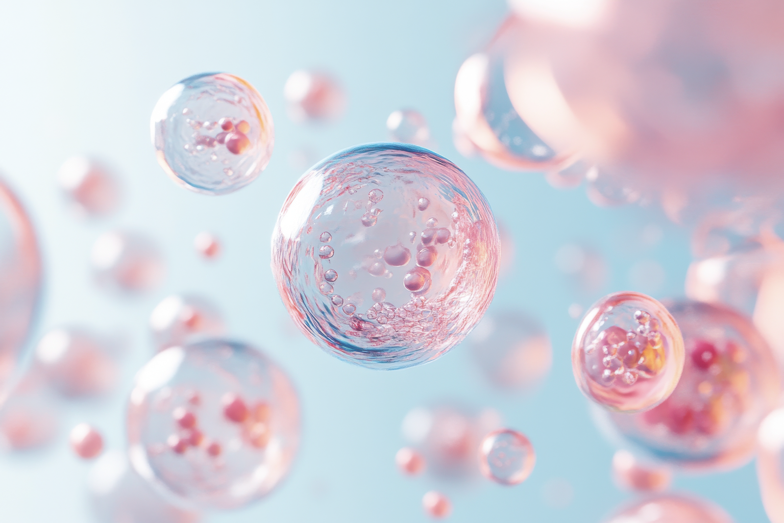 Minimalistic illustration of exosomes in a soft, dreamy design for scientific exploration. Adobe Stock image by cherreshnya Generated with AI.