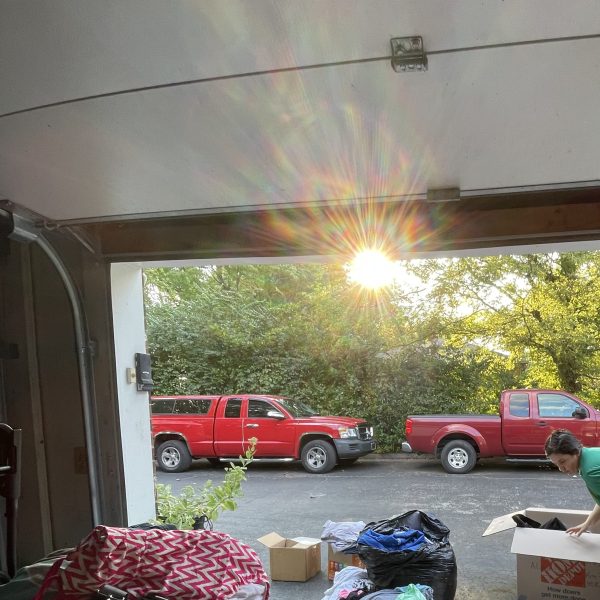 A garage fills with supplies