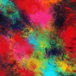 abstract paining of reds, blues, greens, yellows.