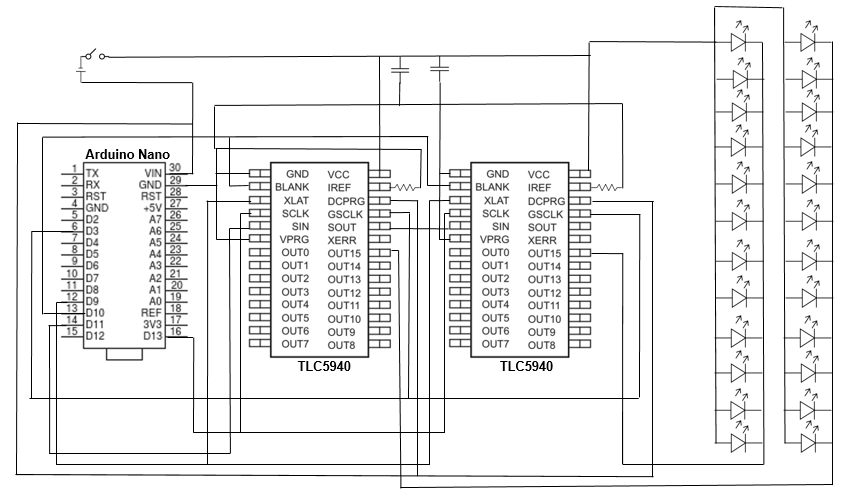 Khairah's circuit schematic for single-color LEDs.