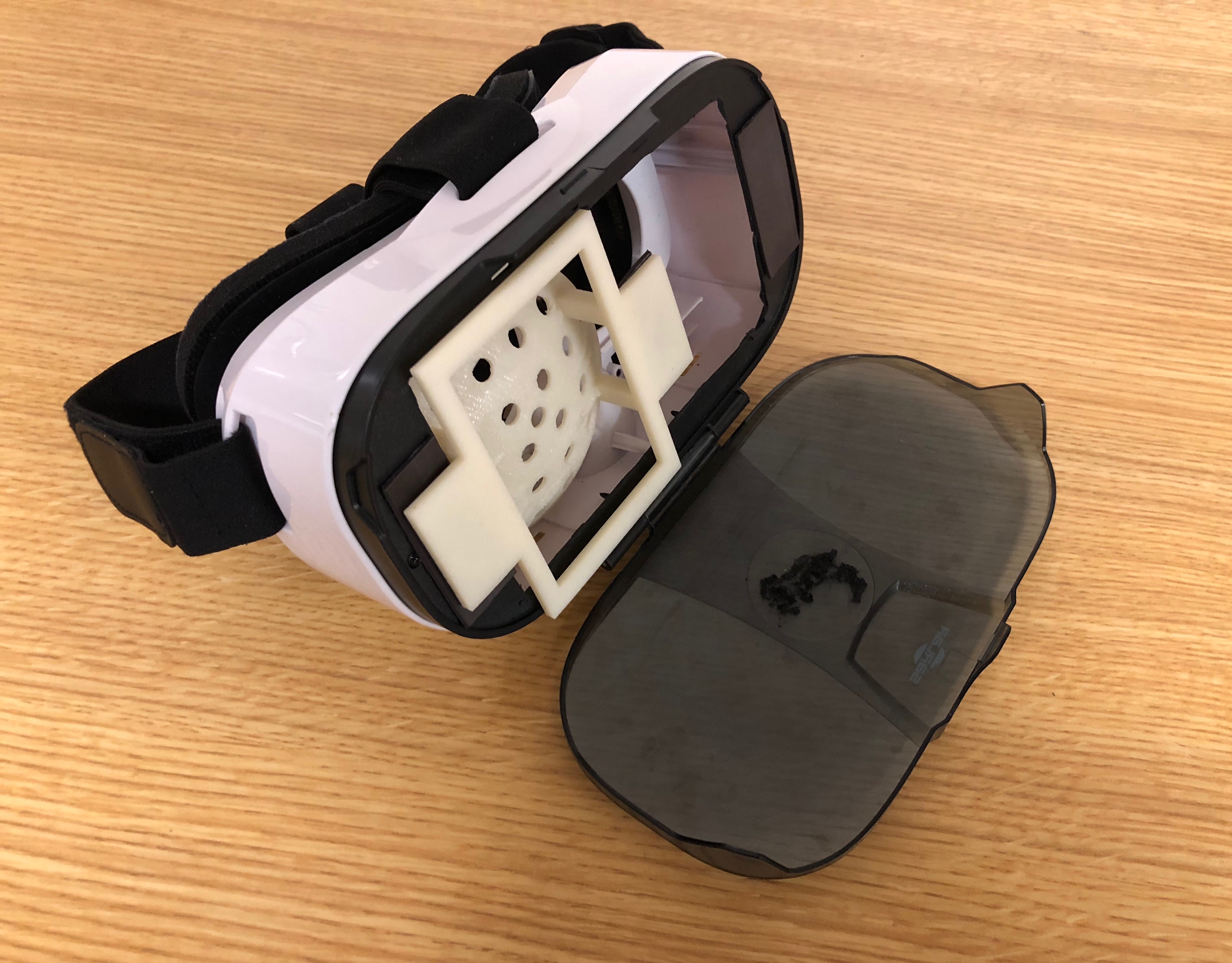 The new headset with new perimeter dome attached.