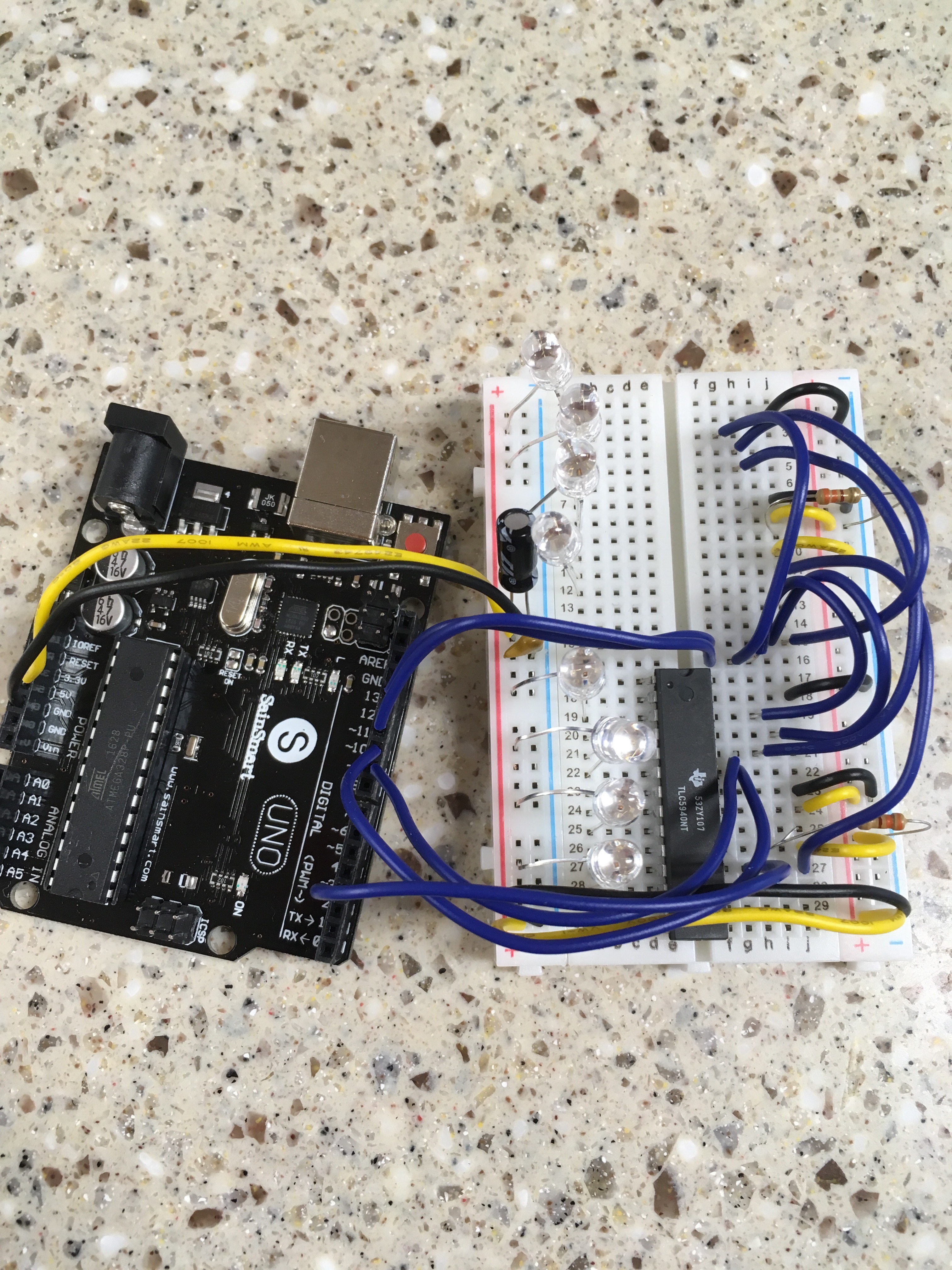The circuit with one LED driver and RGB LEDs.