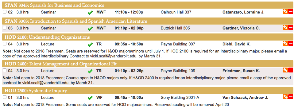 Andrew Roth 2018 Fall Semester Courses