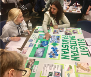 Farida (Pakistan, 18-19) teaching 7th graders at Franklin Road Academy about Pakistan