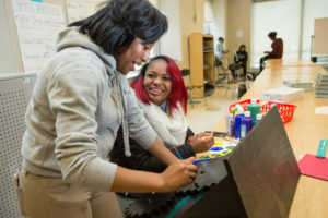 Tenth graders put the finishing touches on a STEM-inspired art project. Photo by Allison Shelley/The Verbatim Agency for American Education: Images of Teachers and Students in Action