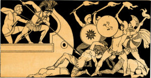 Engraving - Ajax Defending Greek Ships