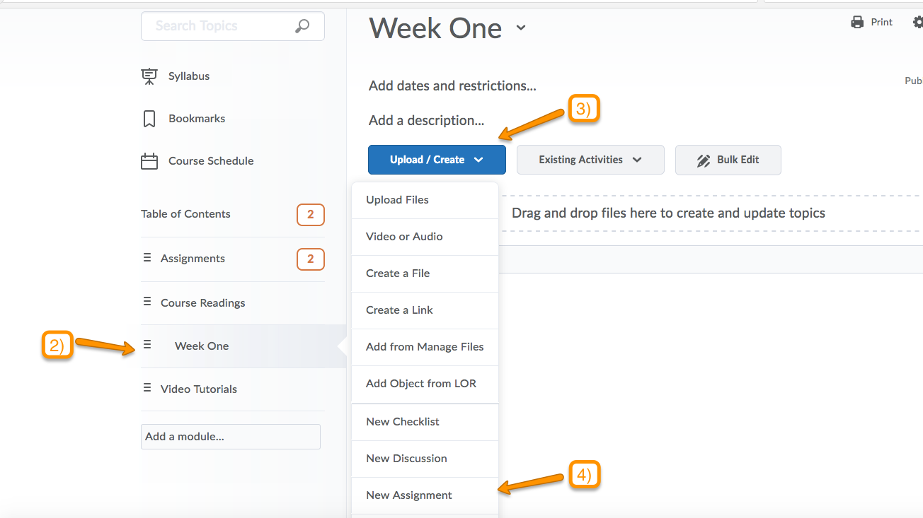 How do I Create an Assignment on the Content Page? | Brightspace ...