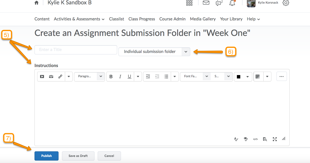 how to create an assignment in brightspace