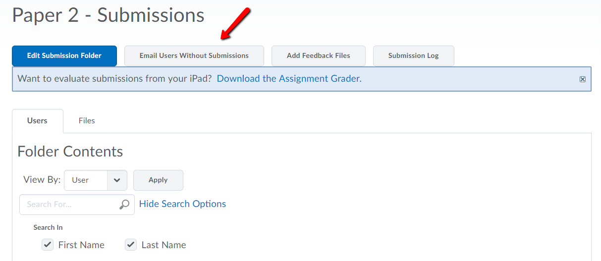 assignment not submitted application