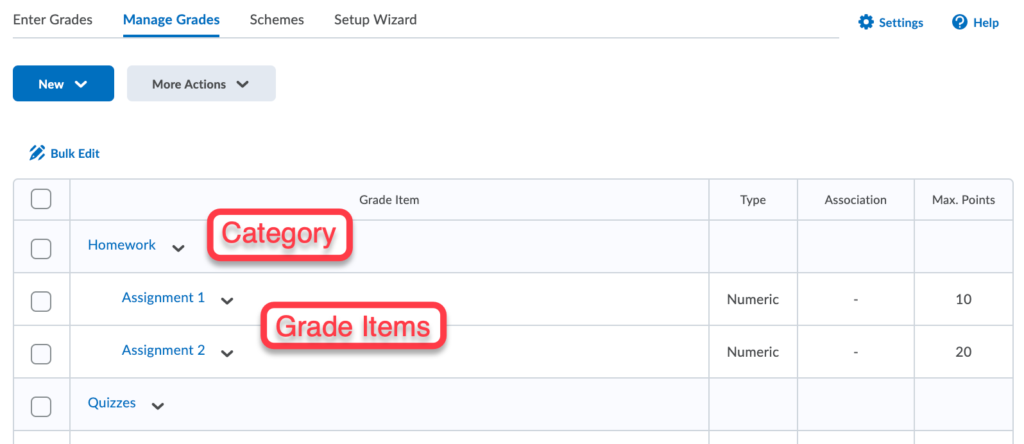 brightspace link assignment to gradebook