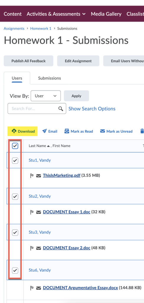 brightspace assignment annotation