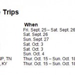 Outdoor Rec Trip List