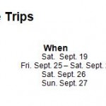 Outdoor Rec Trip Schedule