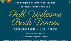 American Studies Welcome Back Dinner