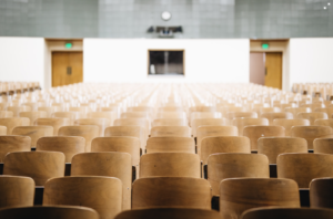 view of empty seats in an auditorium