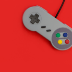 video game controller on red background