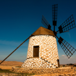 Stone Windmill with a blue sky
