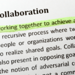 white background with definition of collaboration written in black type