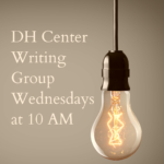 light bulb with text reading DH writing hours