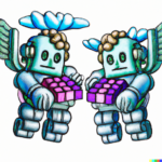 DALL·E 2023-02-10 10.29.29 – cartoon of robots as raphael cherubs