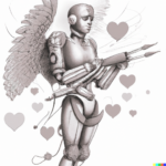DALL·E 2023-02-10 10.52.43 – cupid as a cyborg, tattoo art