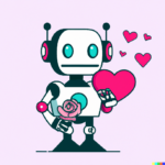 DALL·E 2023-02-10 11.05.11 – cute robot holding a valentines day heart, cartoon style