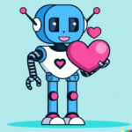 DALL·E 2023-02-10 11.05.23 – cute robot holding a valentines day heart, cartoon style