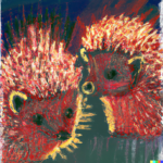 DALL·E 2023-02-14 15.26.41 – expressionist image of 2 small hedgehogs