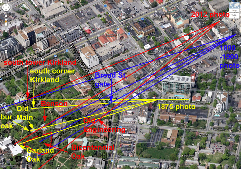 Sightlines superimposed on aerial photo of Vanderbilt