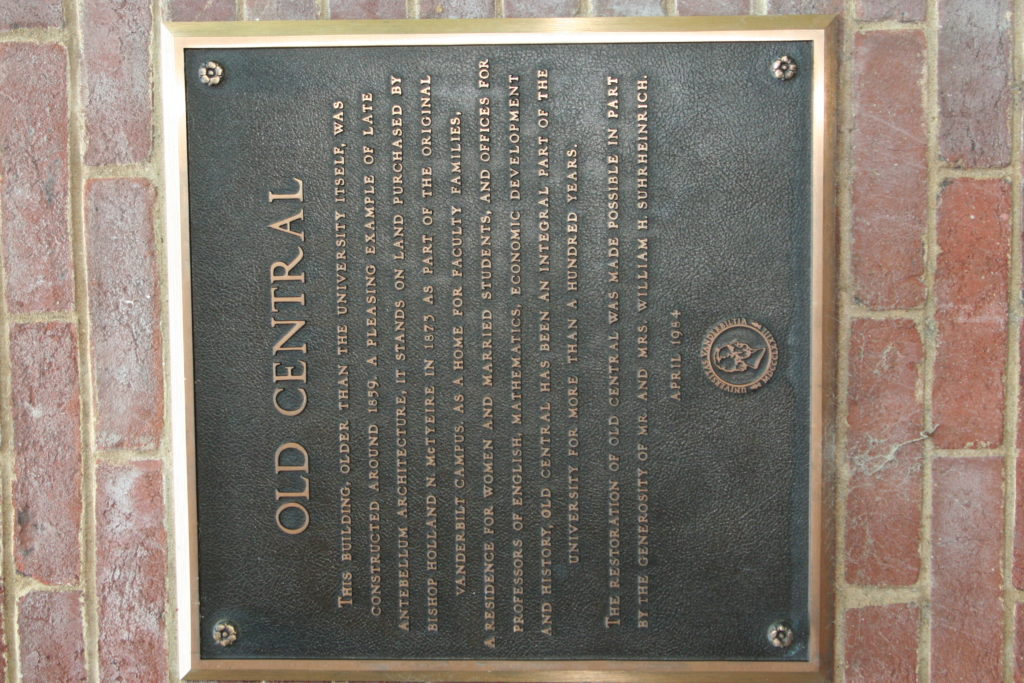 Plaque for Old Central