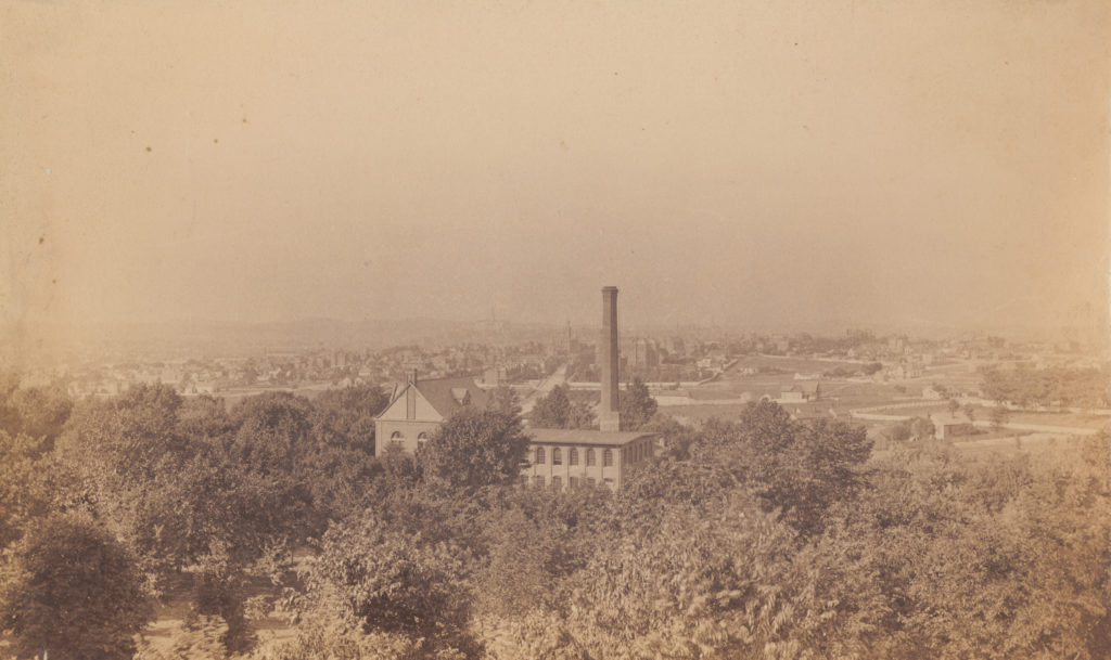 Photo of the Mechanical Engineering building with Nashville in the distance, June 1891