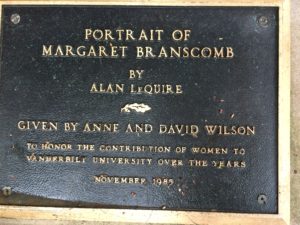 Plaque for Margaret Branscomb statue
