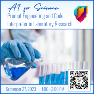 AI for Science graphic - gloved hand pouring liquid into test tube