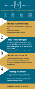 Infographic displaying four phases that students progress through in order to complete the Immersion Vanderbilt degree requirement