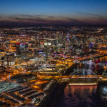 Aerial of Downtown Nashville at Night