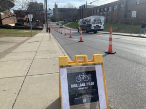 Bike lane pilot on Jess Neely Drive