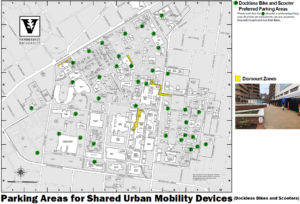 Parking area map for shared urban mobility devices