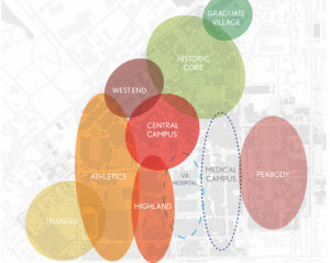 Image depicting the various neighborhoods on campus described on the text of the page