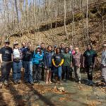 Group of researchers stands in front of Coon Creek