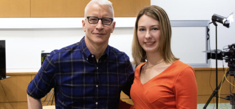 Claire Barnett, Frist Center Communications Coordinator, with Anderson Cooper