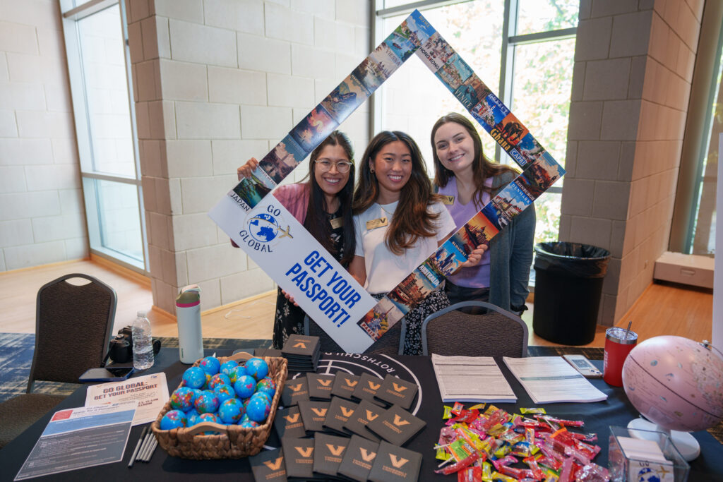 Students learn about their opportunities to study abroad at the Study Abroad Fair in the SLC.