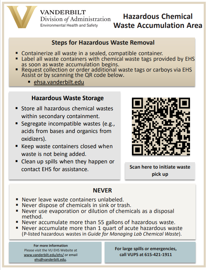 Hazardous Waste Guidance Environmental Health and Safety (EHS) Vanderbilt University