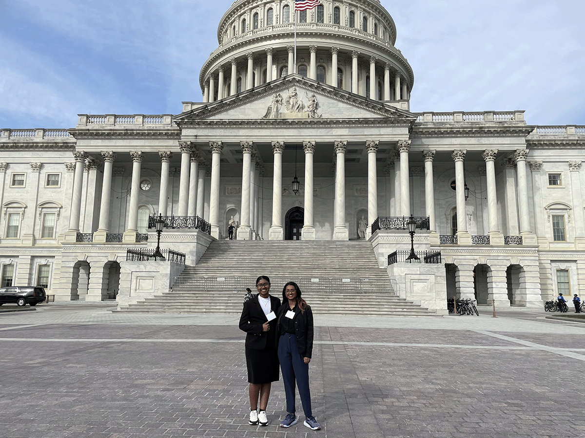 Vanderbilt students Armani Dill and Aashi Gurijala outside of the U.S. Capitol