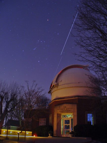 exterior view of Dyer Observatory at night