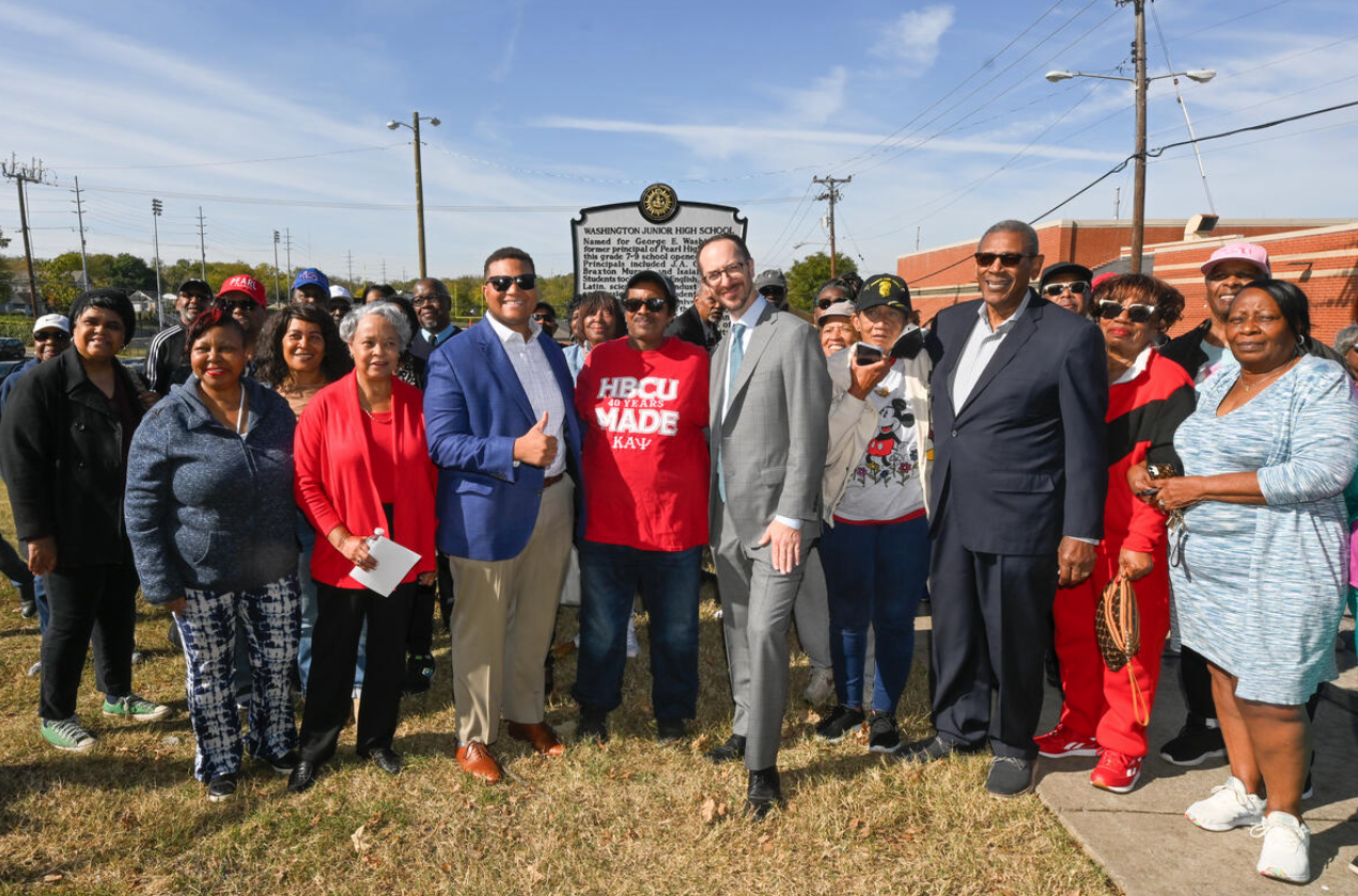 Historical marker unveiling and dedication ceremony at Pearl-Cohn Entertainment Magnet High School honoring Washington Junior High School